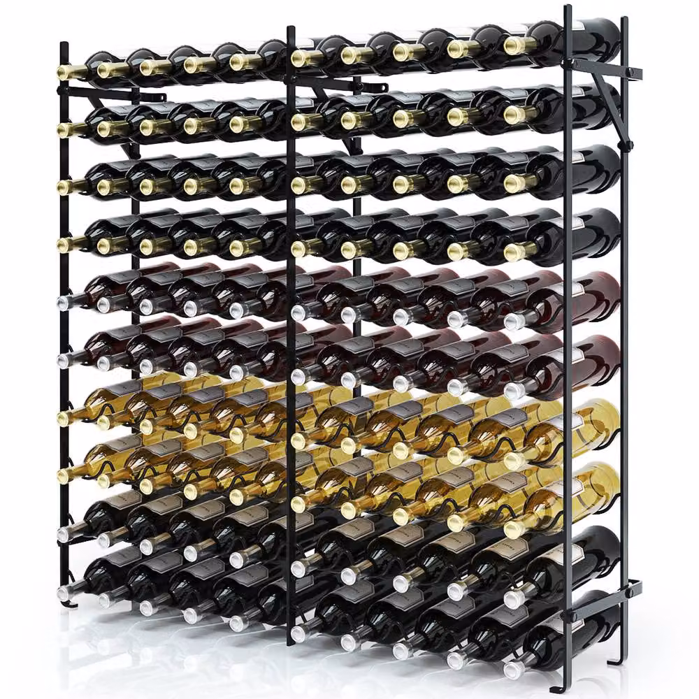 Costway 10-Tier Large 100-Bottle Wine Rack in Black Metal – 5