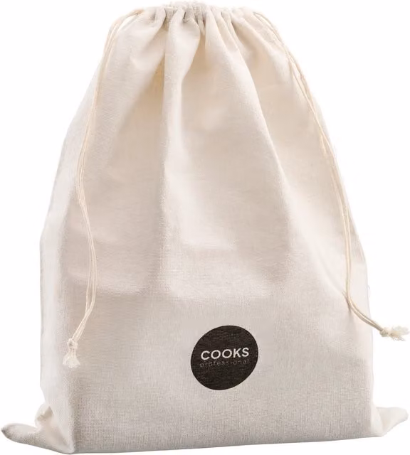 Cooks Professional Bread Bin Linen Bag in Beige and White