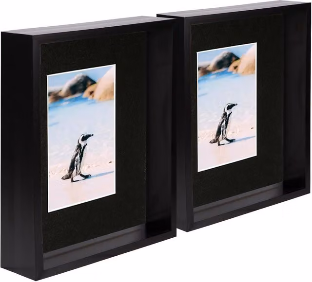 Nicola Spring Pack of 5 Black 3D Deep Box Rectangular Photo Frames with 4 x 6 inch Mount, W: 25.4 cm, H: 25.4 cm, D: 6.35 cm