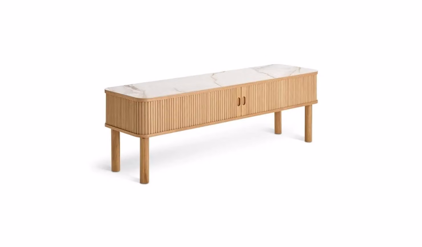 Lex 2 Door Oak TV Unit in Natural Brown, W/D/H: 140 x 40 x 45 cm