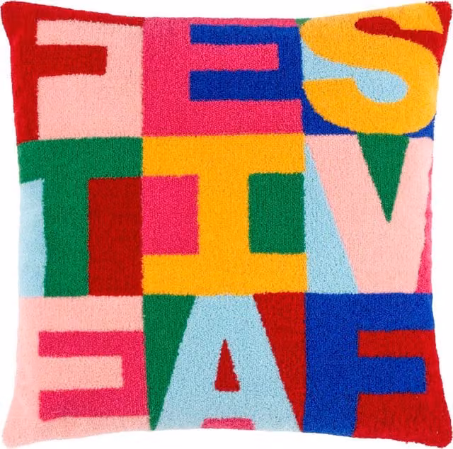 Make it a Home Festive-Val Multicolour Knitted Christmas Cushion with Feather Filling