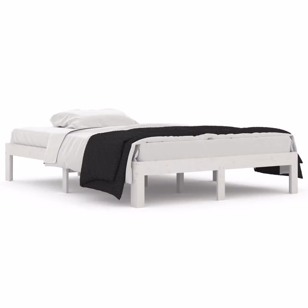 Berkfield Home White Solid Pine Wood Double Bed Frame – 2