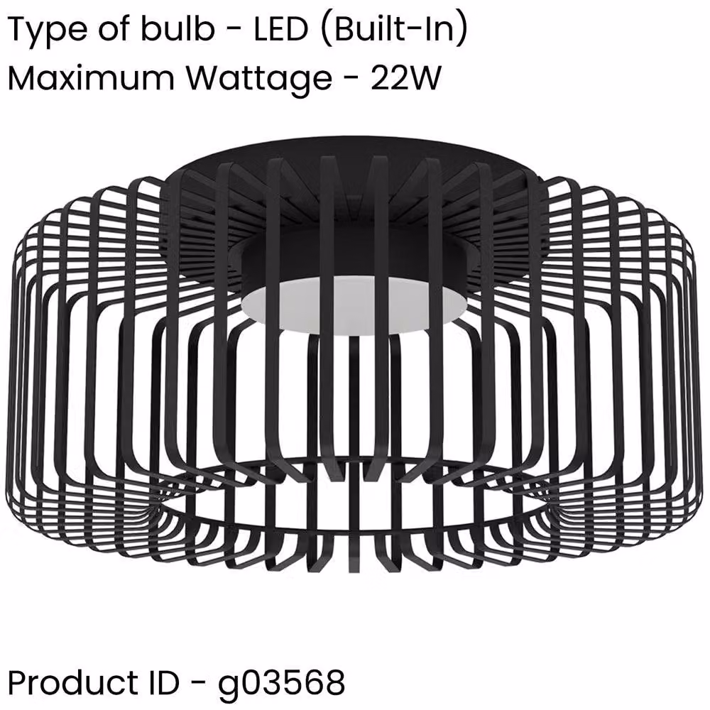Loops 2 Pack Modern Black Metal LED Ceiling Lights with Bulbs Included – 2
