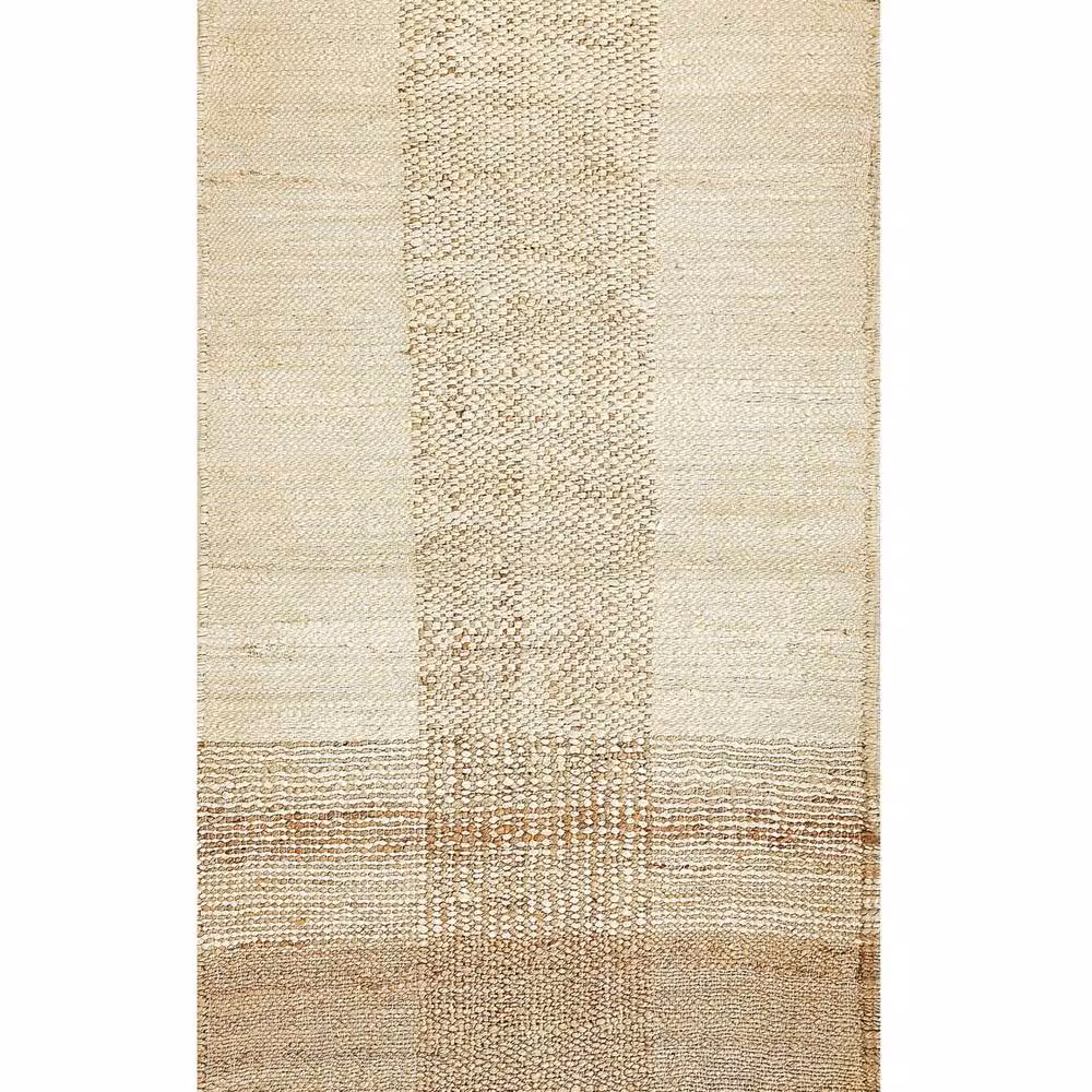 Wyld and Coco Beige Handwoven Jute and Cotton Rectangular Rug with Fringes W: 80 cm, L: 150 cm – 2