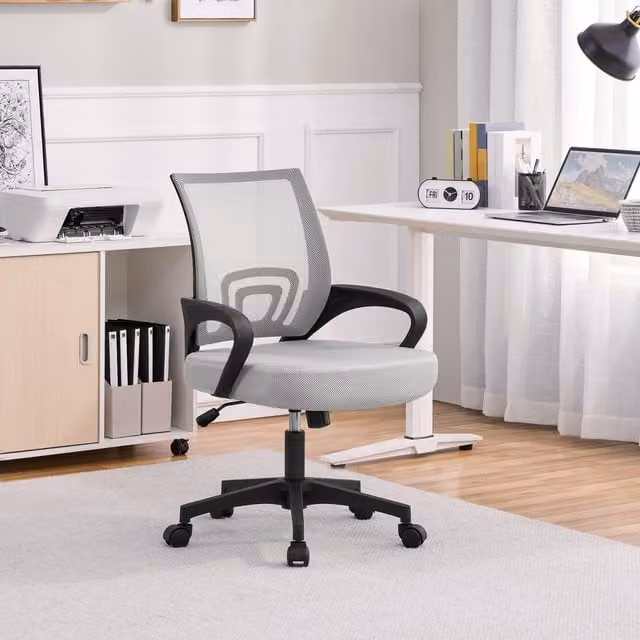 Yaheetech Ergonomic Mesh Office Chair in Grey with Armrests and 360 Degree Swivel