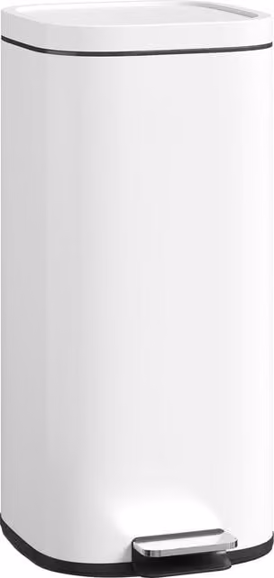 HOMCOM 30L White Kitchen Pedal Bin with Soft-Close Lid and Removable Inner Bucket – 1