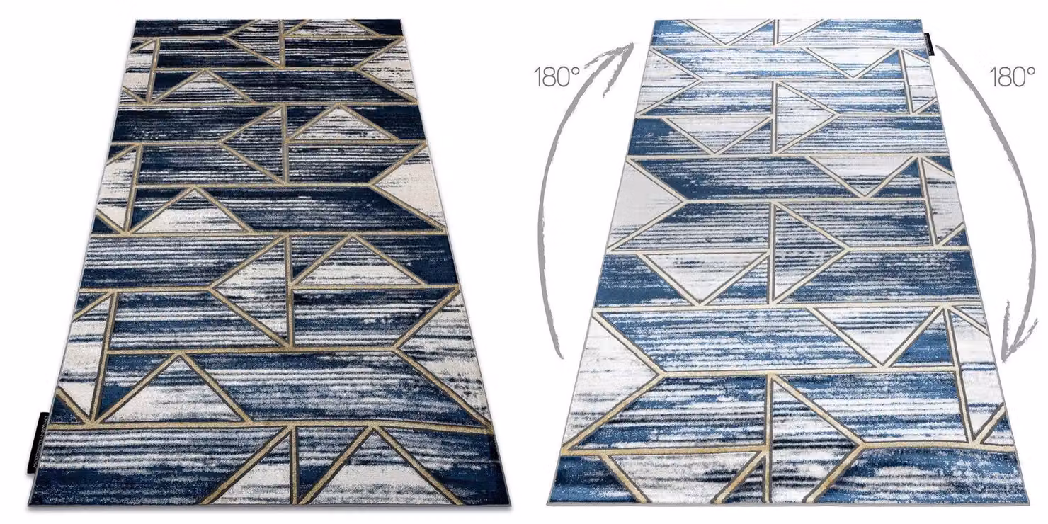 RugsX De Luxe Geometric Blue Polyester Rug, W: 140 cm, D: 190 cm – 2