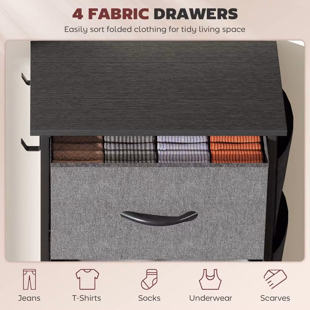 ERGOVEXA Chest of Four Fabric Drawers, Charcoal Grey – 5