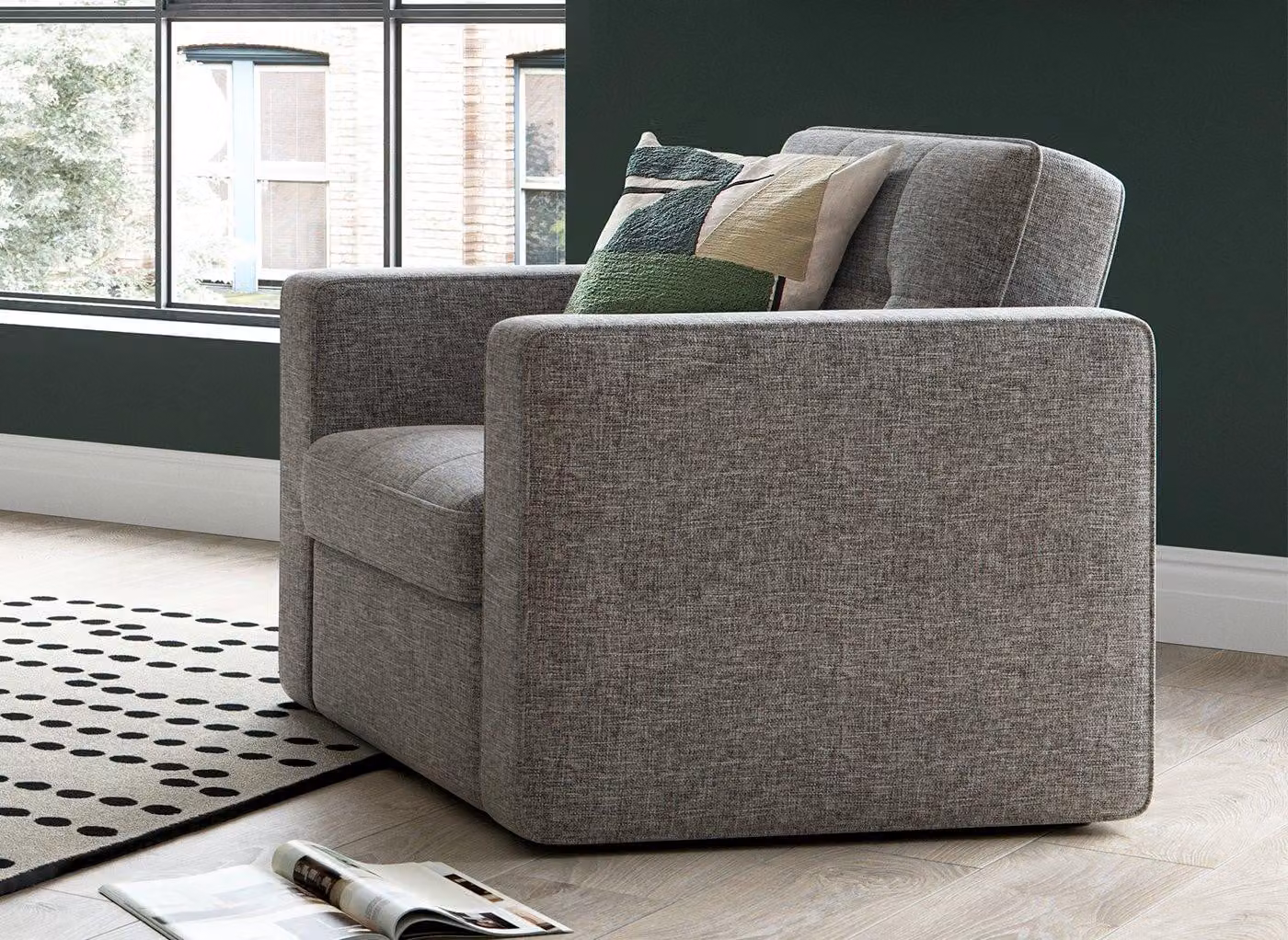Dreams Haze Modern Upholstered Fabric Chair in Grey