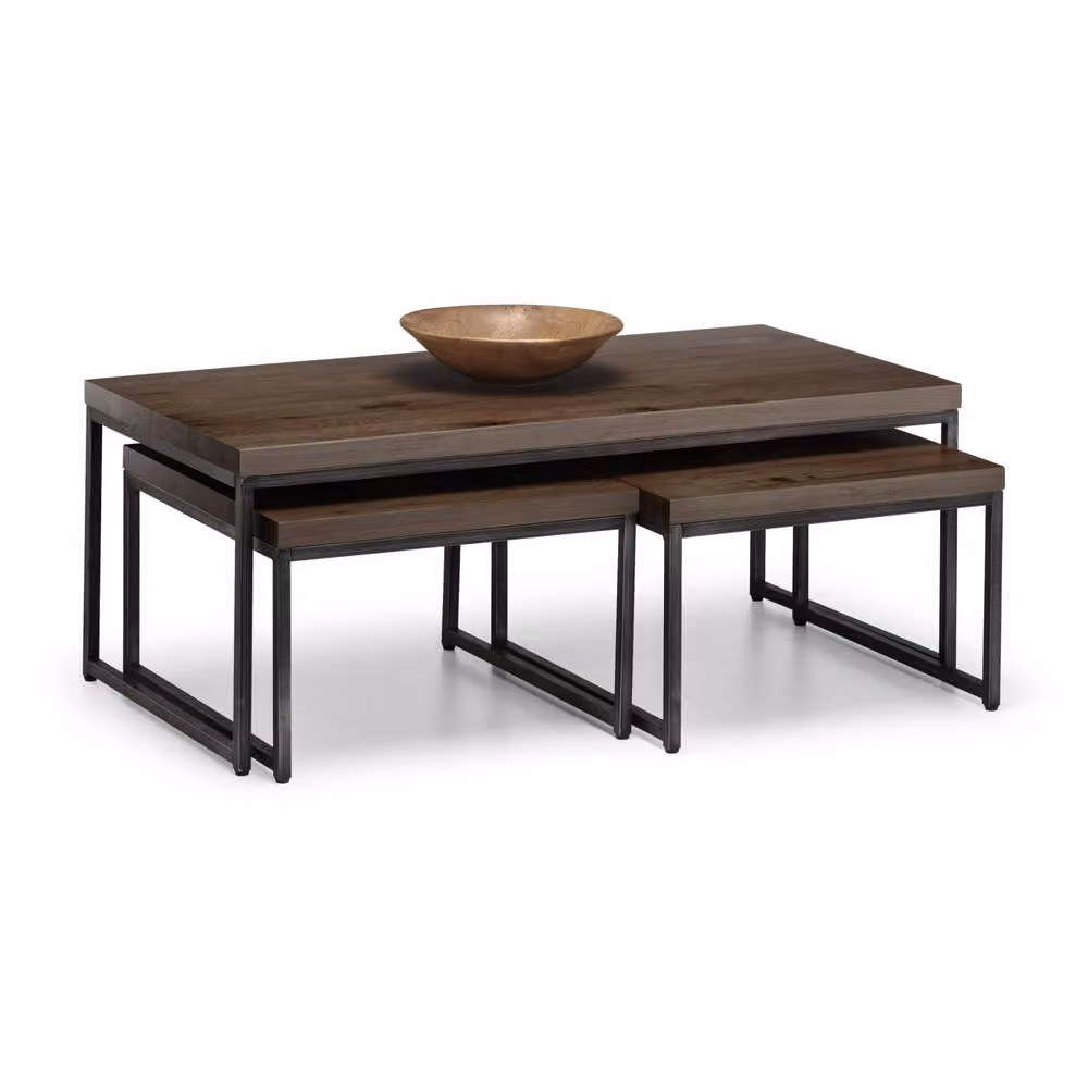 Cheshire Lomond Nesting Coffee Tables in Dark Oak and Metal – 2