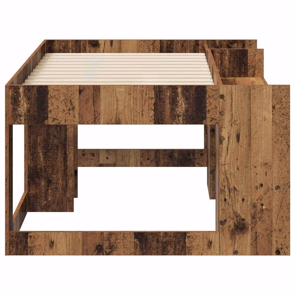 Berkfield Home Kids Bed Frame with Storage in Brown Old Wood, W/D/H: 80 x 160 cm – 3