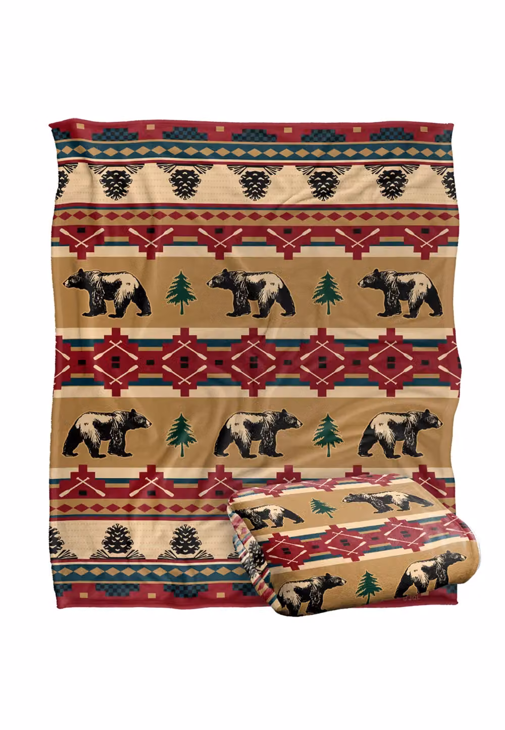 JQ Licensing Southwest Bear Silky Touch Super Soft Fleece Throw Blanket, White, W/D: 152 x 127 cm – 2