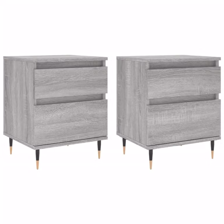 Berkfield Home Set of 2 Modern Grey Sonoma Bedside Cabinets, W/D/H: 40 x 35 x 50 cm