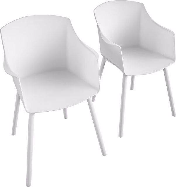 CosmoLiving Camelo Resin Chairs, 2 Pack, White Matt Plastic