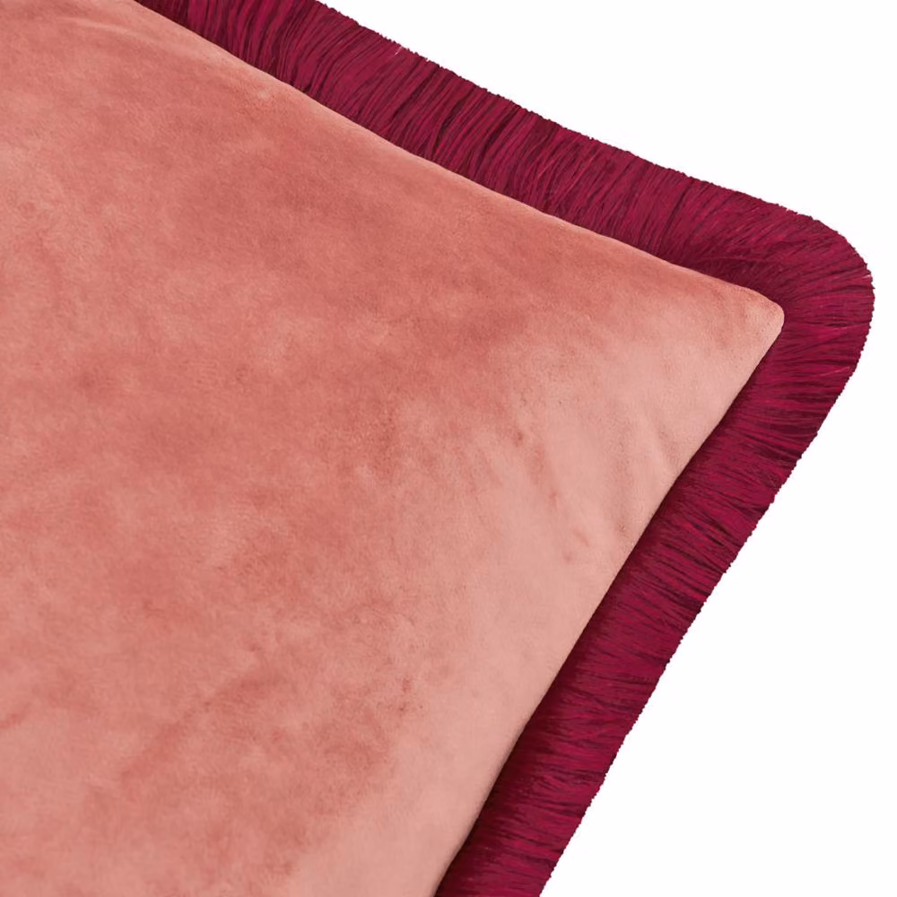 Furn Halo Fringed Velvet Cushion in Pink, W/D/H: 50 x 50 x 50 cm – 2