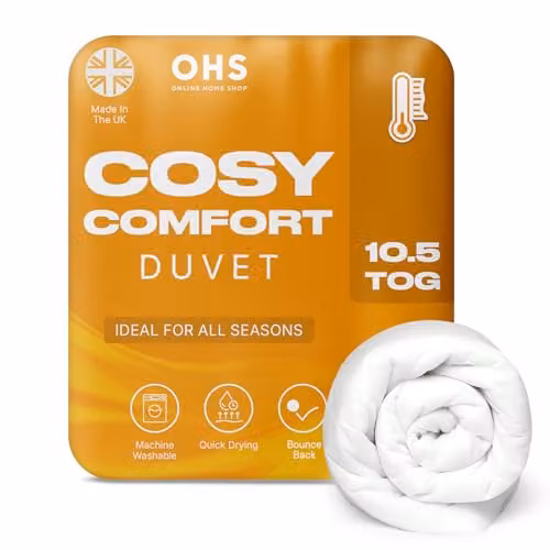 Brentfords All Season Single Duvet, 10.5 Tog, White, W/D/H: 135 x 200 cm