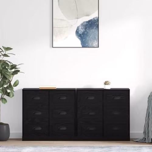vidaXL Set of 2 Modern Sideboards in Black Oak, W/D/H: 70 x 35.5 x 67.5 cm – 2