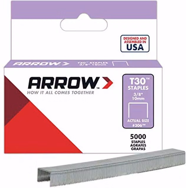Arrow T30 306Ip Staples, 10mm (3/8in), Grey/Silver, 5000 per Box