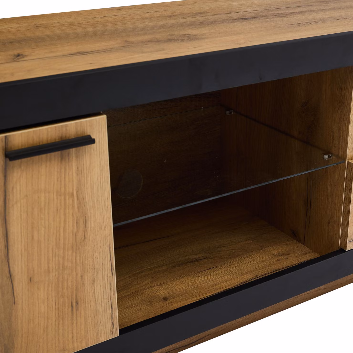 Aosom UK Modern Wood TV Cabinet with App-Controlled LED Lights and USB Power in Brown, W: 160 cm, D: 40 cm, H: 50 cm – 2