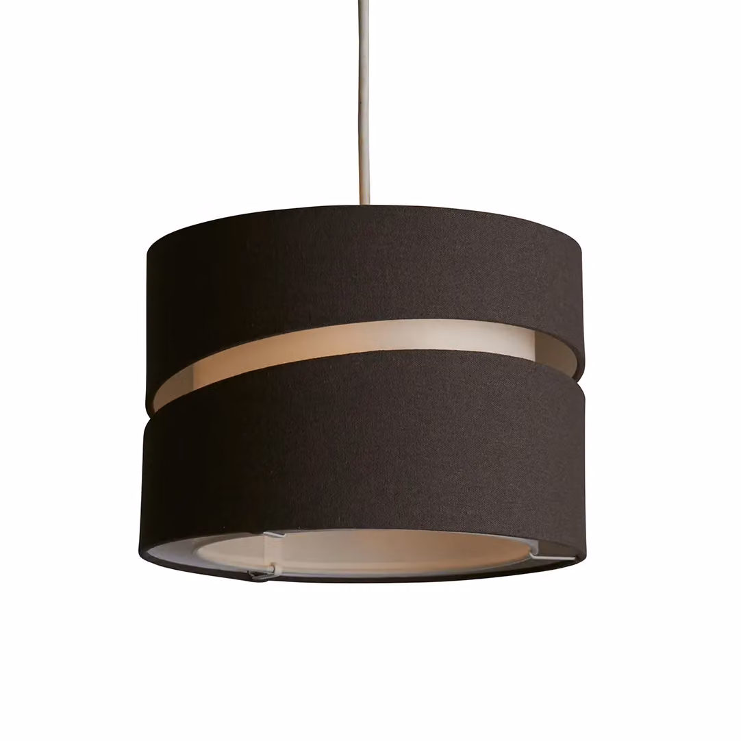 Lighting Collection Modern Two Tier Grey Linen Cylinder Lamp Shade, Diameter: 28 cm – 2