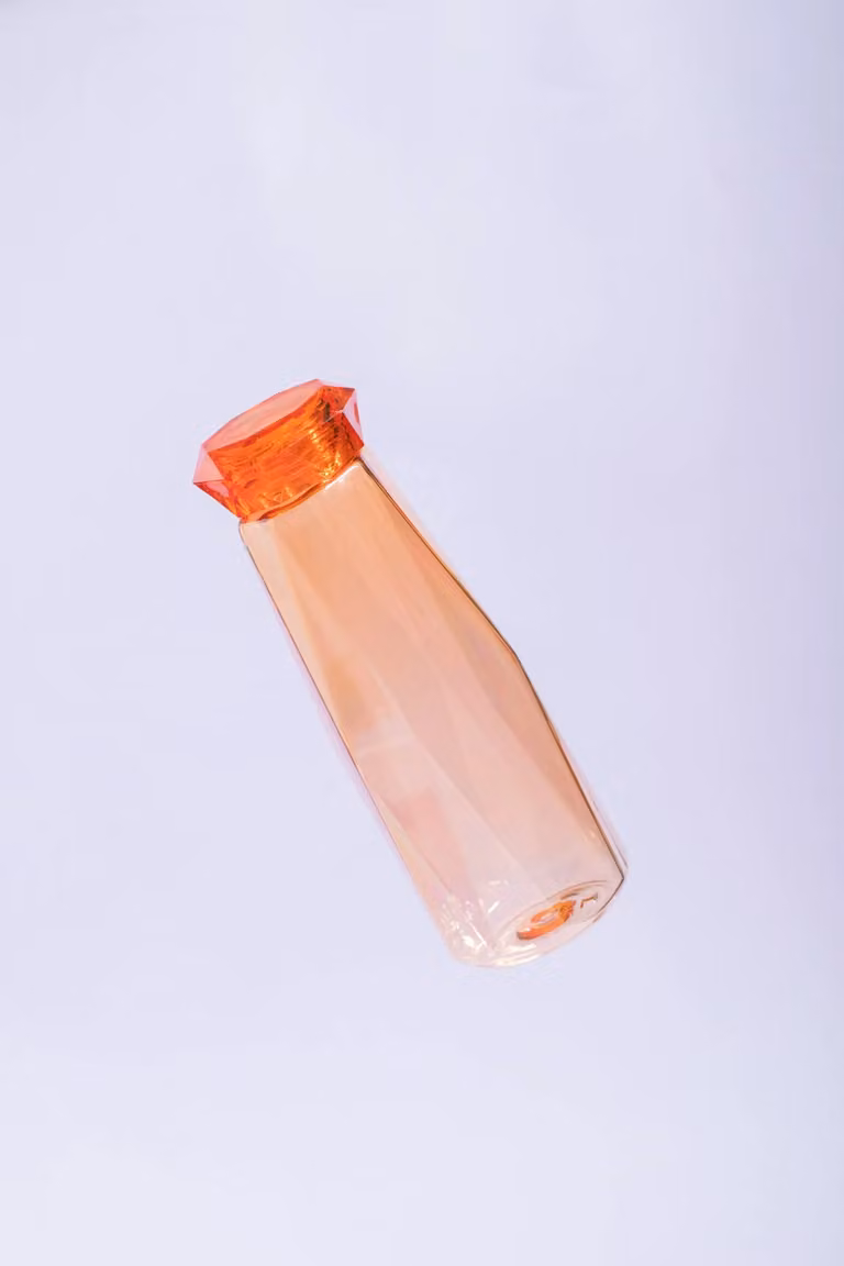 Orsina Diamond Patterned Plastic Water Bottle, 600ml, Deep Pink and Orange