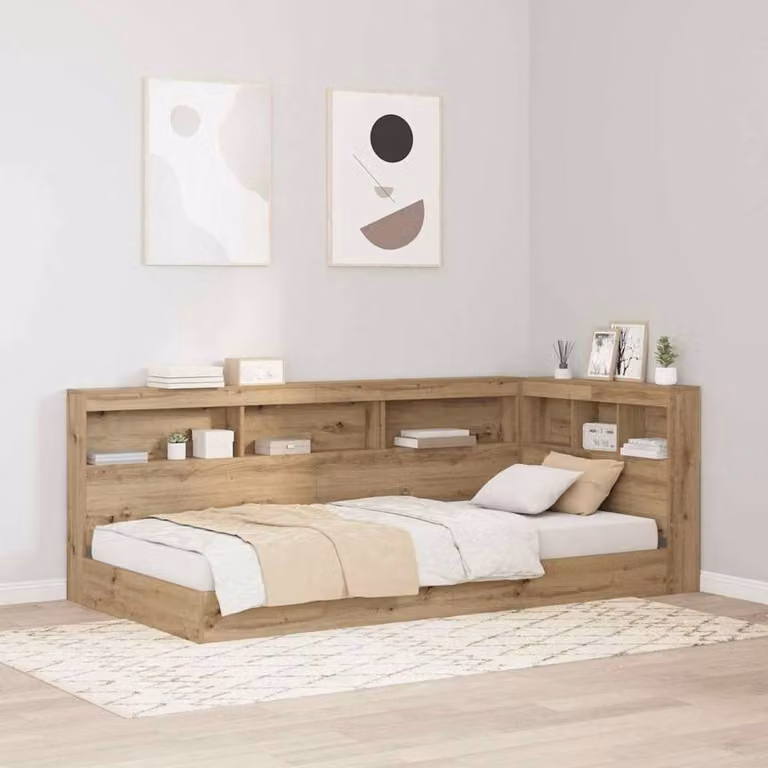 Berkfield Home Storage Headboard with Shelf in Artisan Oak Brown, Width: 90 cm