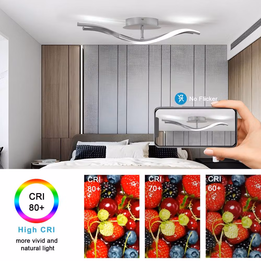 COMELY 32W Wave Design LED Ceiling Light in Silver with 6500K Cool White Light – 3