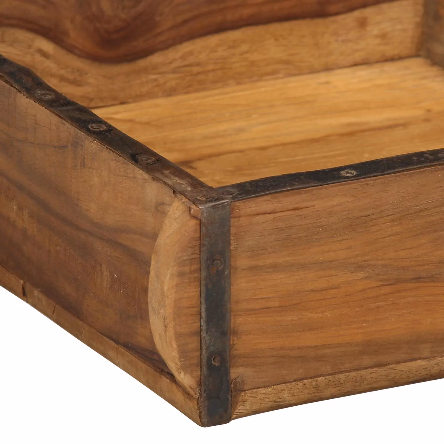 Berkfield Home Set of 4 Rectangular Reclaimed Solid Wood Trays, Brown, W: 31 cm, D: 29 cm, H: 10 cm – 4