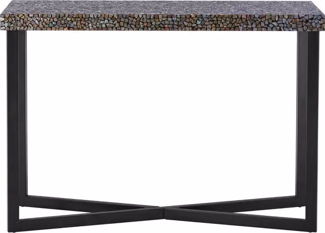 Orsina Mosaic Rectangular Console Table in Black and Multicolour, W: 110 cm, D: 38 cm, H: 77 cm – 1