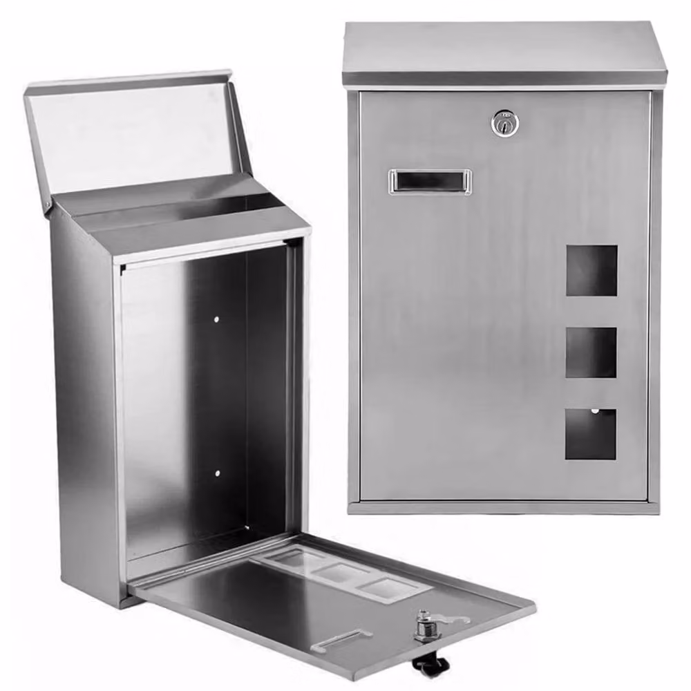 VOGREX Lockable Stainless Steel Wall Mounted Mailbox in Silver – 2
