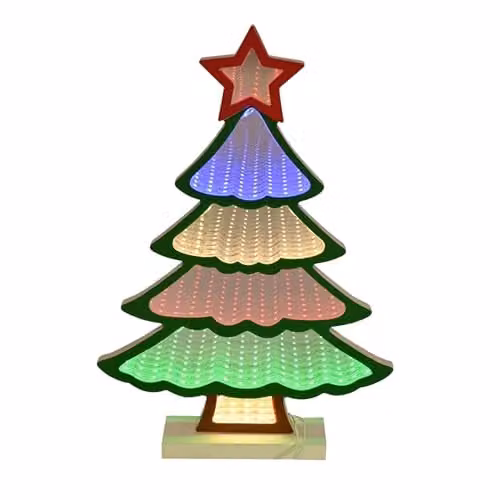 Widdop and Co Multicolour Infinity Christmas Tree LED Stand Light with Star Topper, Height: 32 cm