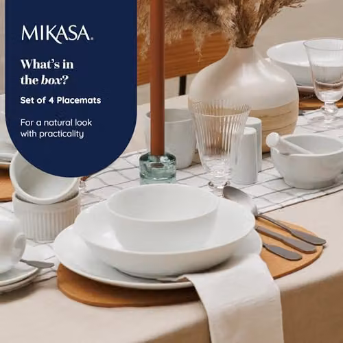 Mikasa Set of 4 Pebble-Shaped Cork Placemats, Beige, W: 38 cm, D: 30 cm – 2