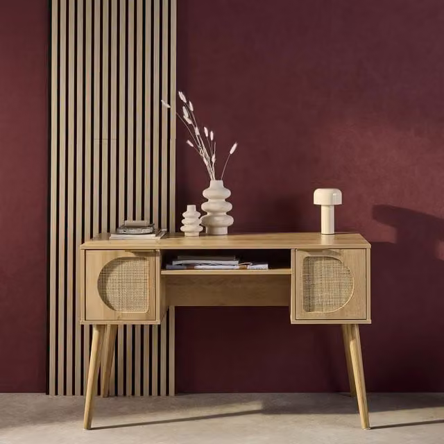 sweeek Modern 2-Drawer Writing Desk in Brown, W/D/H: 120 x 55 x 76.5 cm – 1