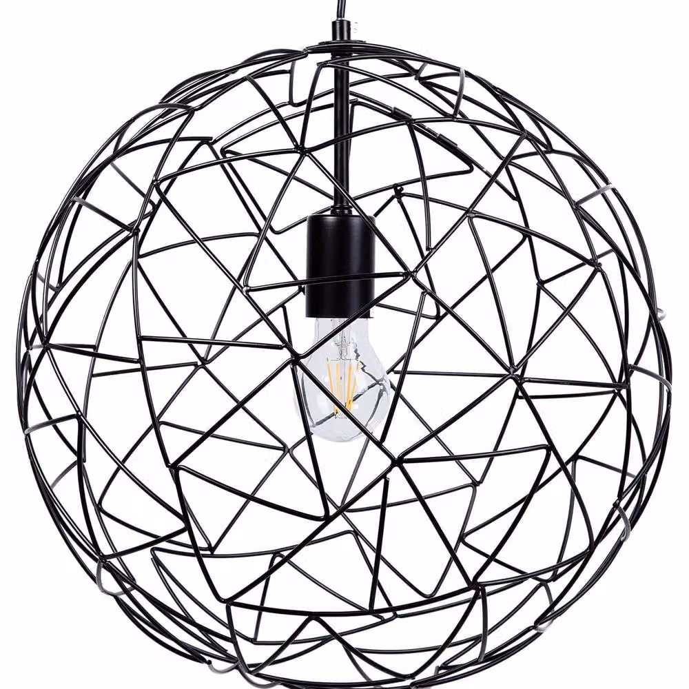 Wyld and Coco Black Industrial Design Open Sphere Hanging Pendant Light – 2