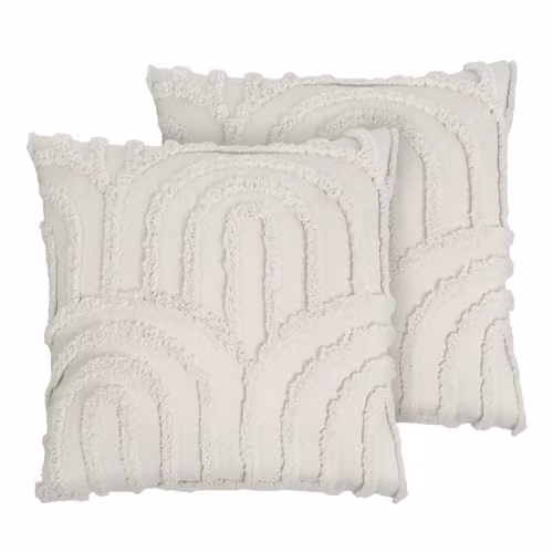 OHS 2 Pack Tufted Geometric Square Cushion Covers, Beige, W/D/H: 45 x 45 x 45 cm – 1