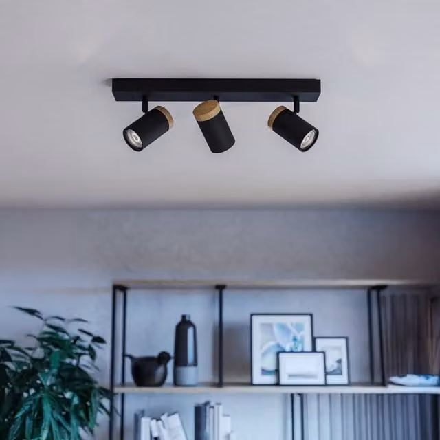 Eglo Cartagena Adjustable 3-Light LED Spotlight in Black and Brown