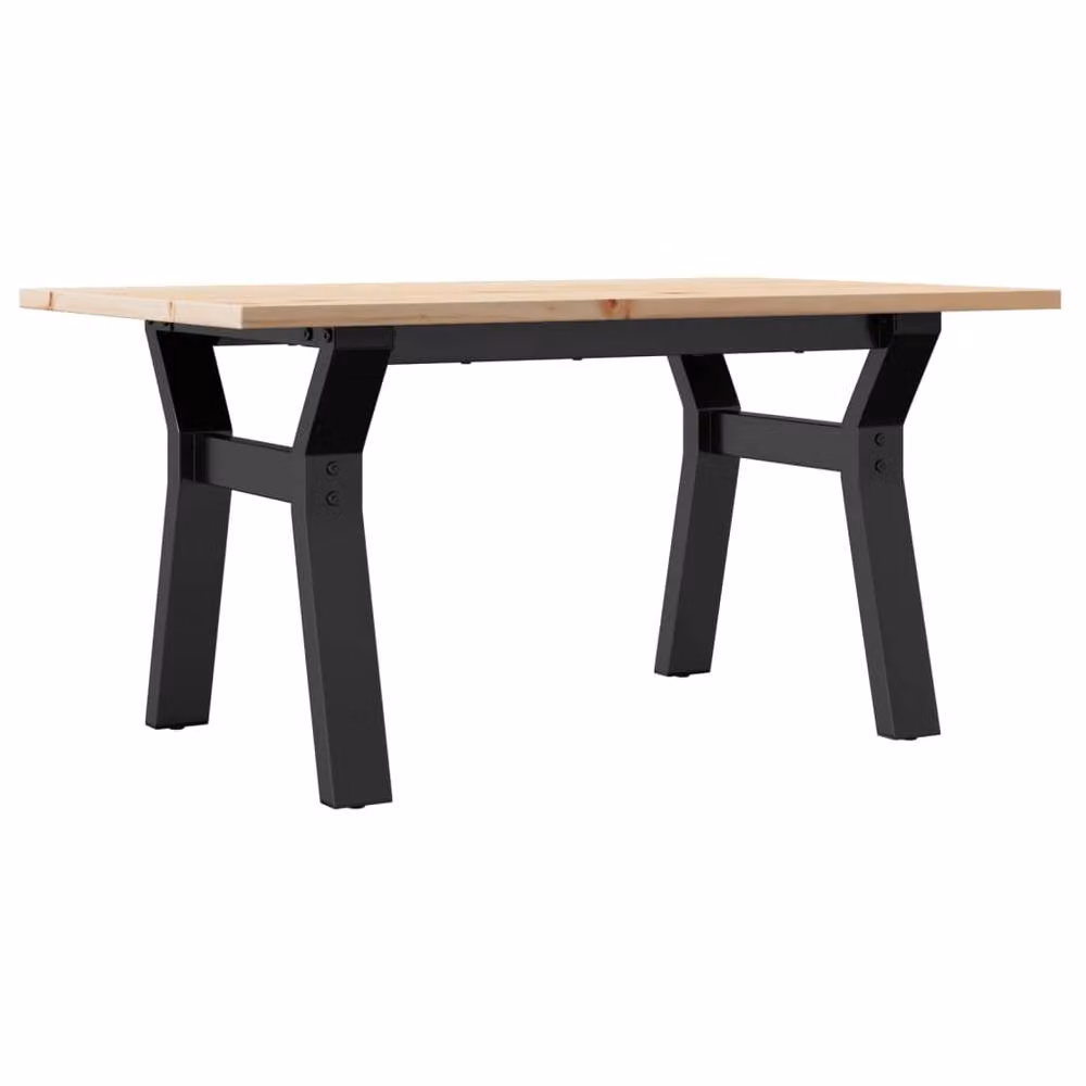 Berkfield Home Y-Frame Coffee Table in Brown Solid Pine and Steel, W/D/H: 80 x 50 x 40 cm – 2