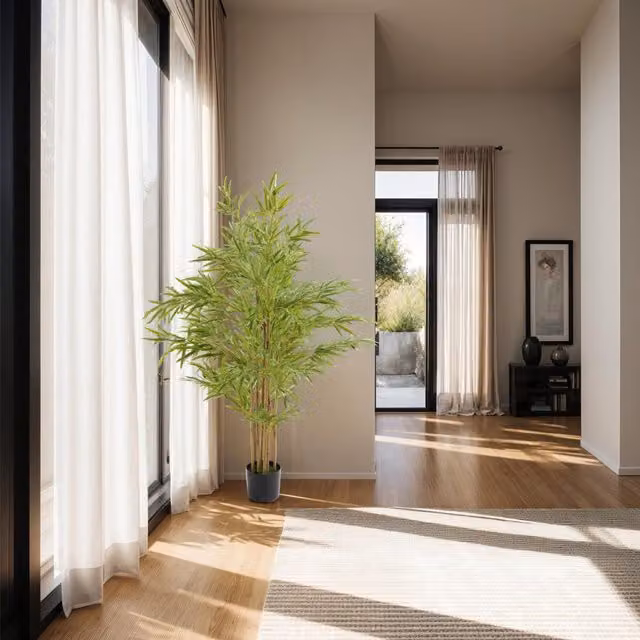 tectake Artificial Green Bamboo Tree, Height: 150 cm