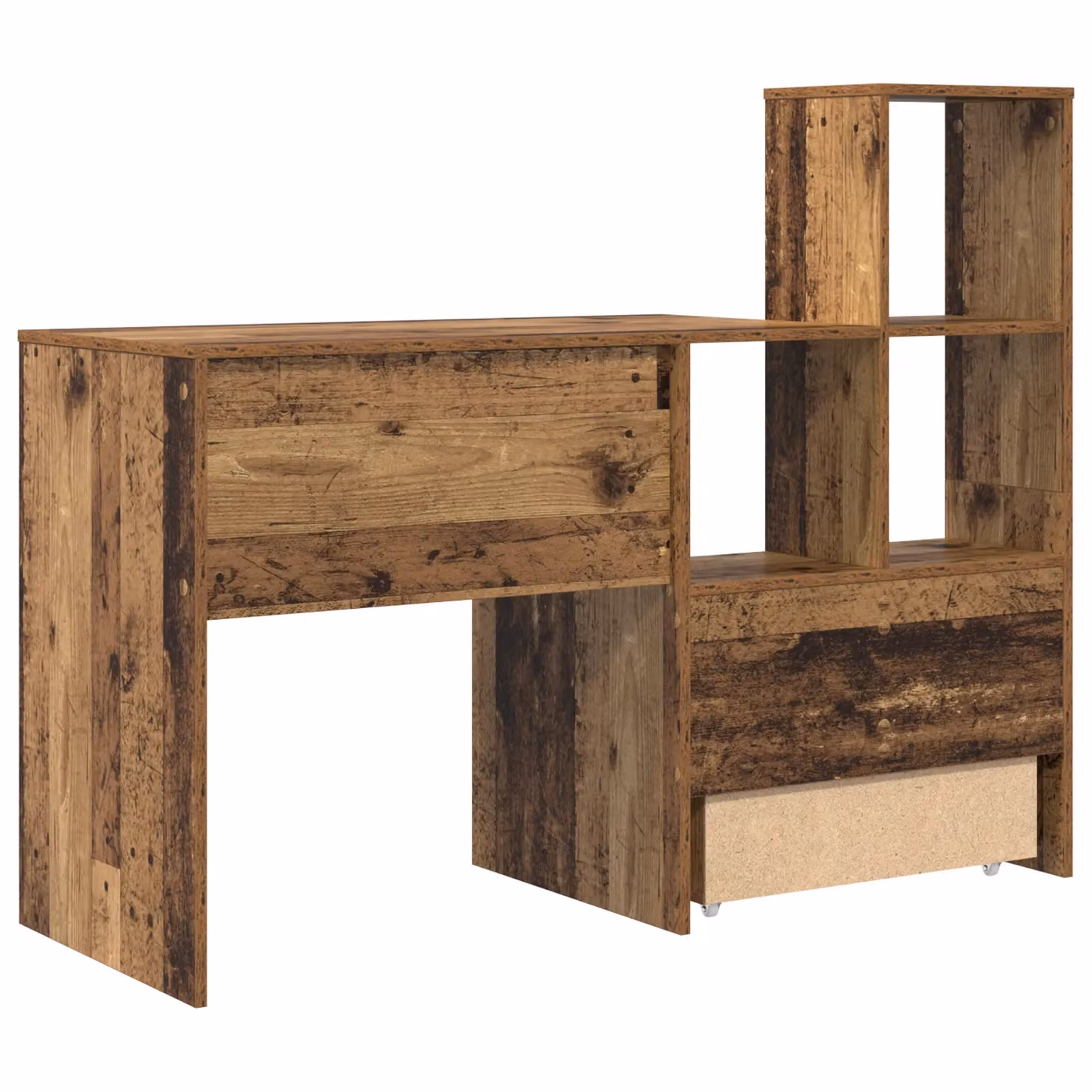 Berkfield Home Writing Desk with Drawer and Shelf in Brown Old Wood, W: 131.5 cm, D: 50 cm, H: 106.5 cm – 3