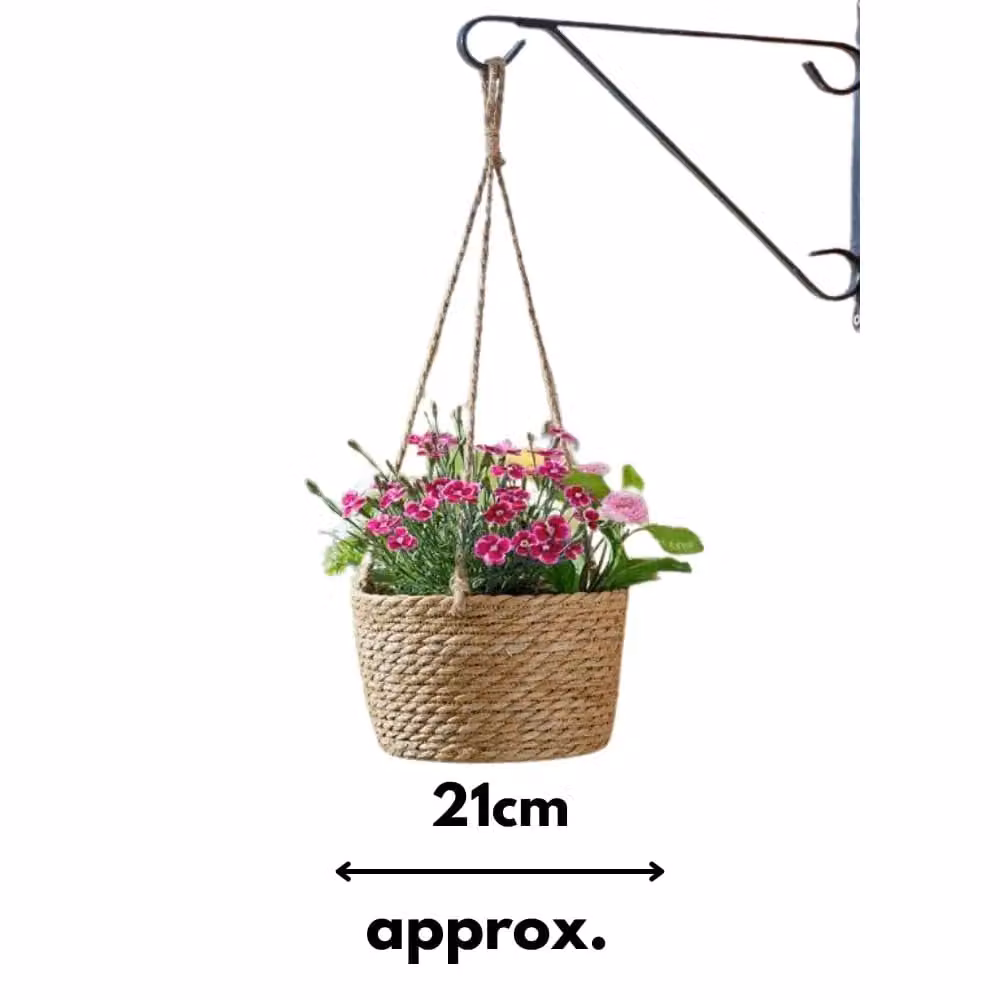 Marco Paul Beige Jute Hanging Weave Basket Planter, Diameter: 22.86 cm – 2