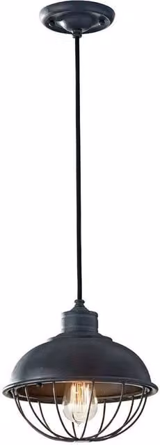 Loops Antique Black Metal Single Bulb Pendant Ceiling Light Fitting with E27 LED Compatibility – 1