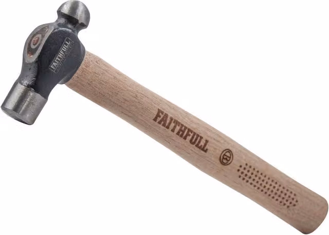 Faithfull Ball Pein Hammer with FSC Hickory Wood Handle in Multi Colour and Silver