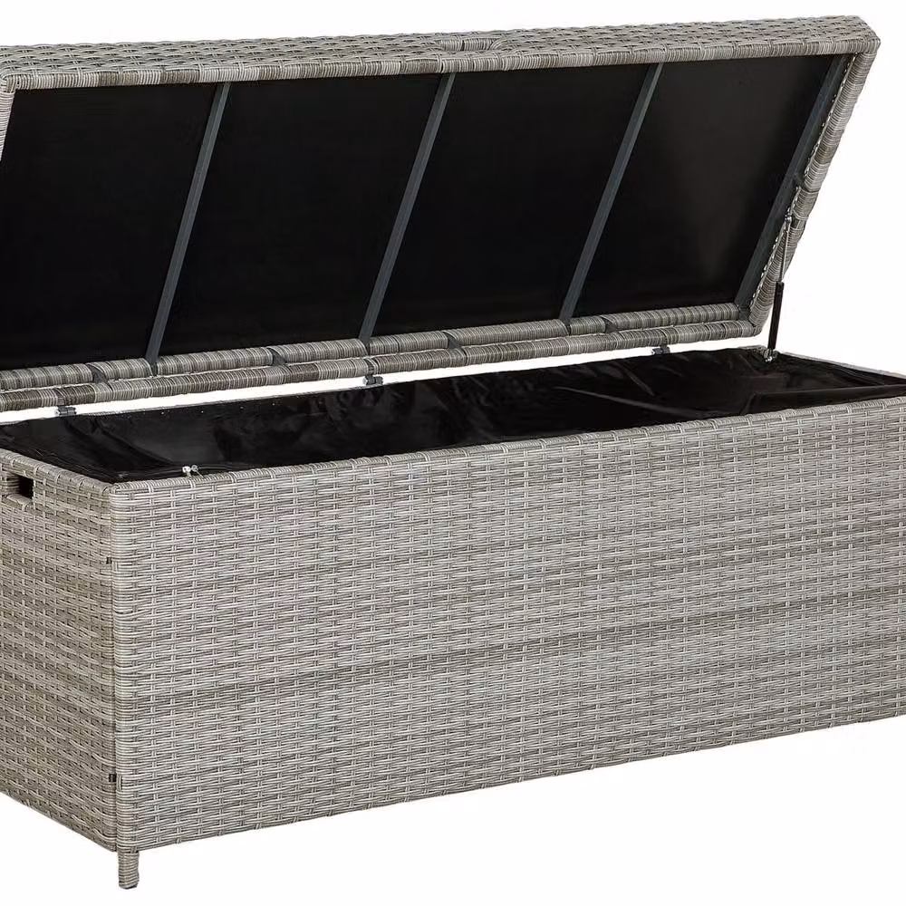 Wyld and Coco Grey Faux Rattan Outdoor Storage Box W: 158 cm, D: 63 cm, H: 66 cm – 2
