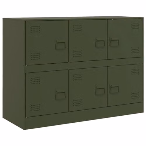 vidaXL Industrial Metal Sideboard in Matt Green, W/D/H: 99 x 39 x 73 cm