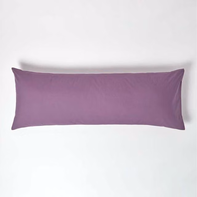 Homescapes Egyptian Cotton Body Pillowcase, 200 Thread Count Percale, Purple