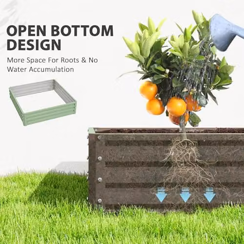 Outsunny 432L Raised Garden Bed in Green Galvanised Steel, W/D/H: 120 x 120 x 30 cm – 5