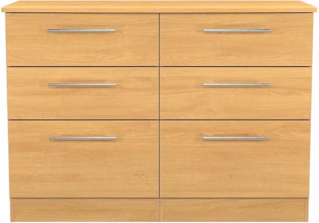 Carlton 6 Drawer Wide Chest in Natural