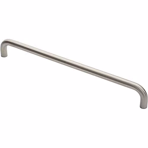 Loops Round D Bar Pull Handle in Brushed Satin Stainless Steel, Silver, W: 46.9 cm, H: 1.9 cm, Fixing Centres: 45 cm