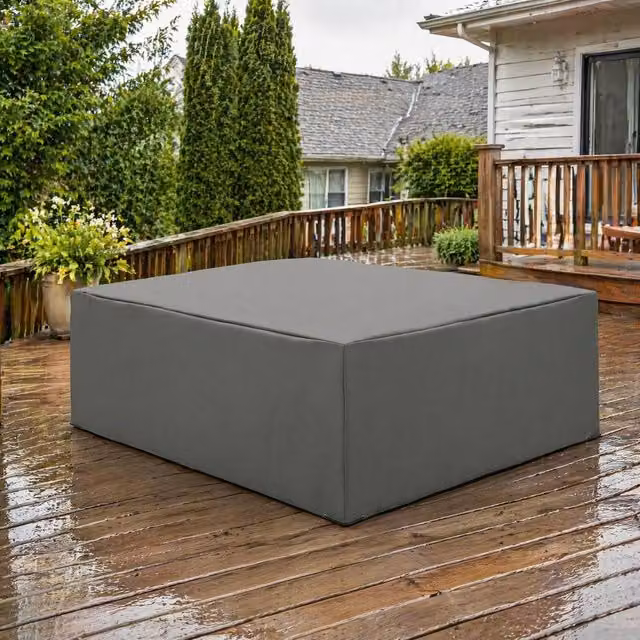 STILVORA Grey Water-Repellent Polyester Garden Furniture Cover with Elastic Band, W: 275 cm, D: 205 cm – 1