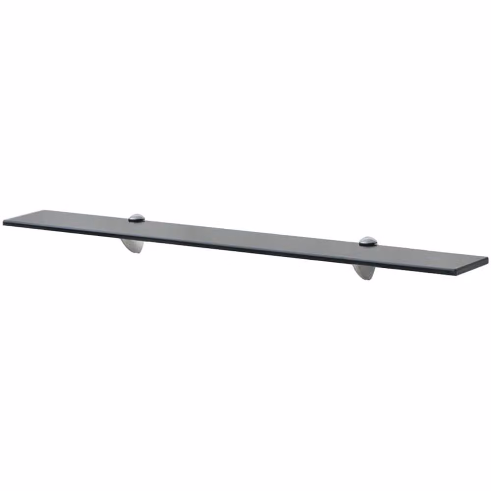 Berkfield Home Modern Floating Glass Shelf in Black, W: 80 cm, D: 20 cm – 2
